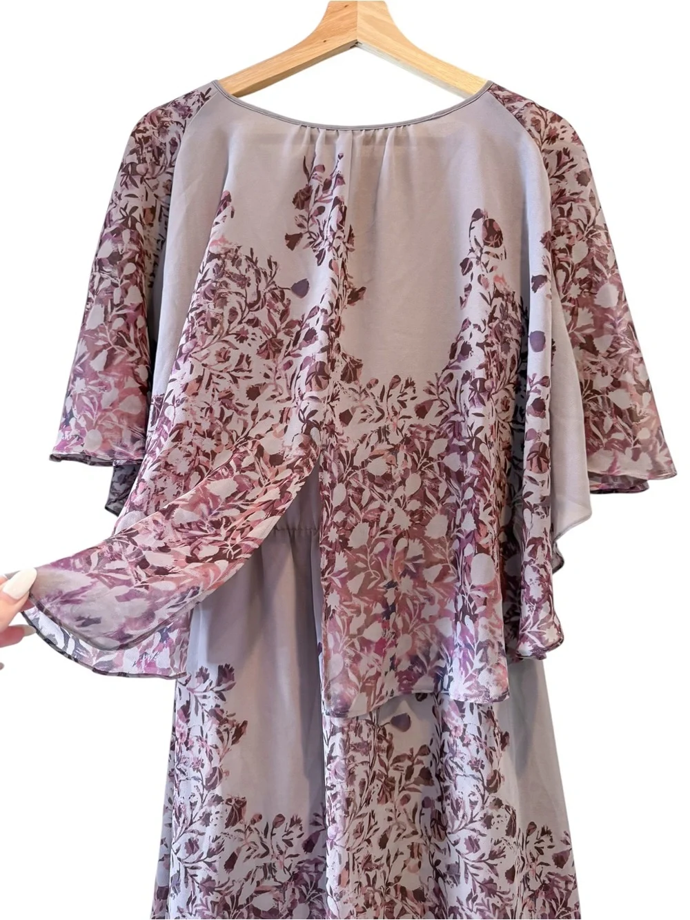 Free People Lavender Floral Chiffon Mini Dress | Flutter Sleeve